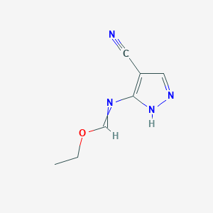 molecular formula C7H8N4O B14204602 ethyl N-(4-cyano-1H-pyrazol-5-yl)methanimidate CAS No. 838827-32-0