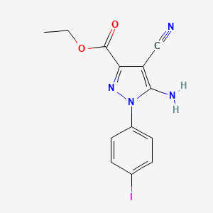 molecular formula C13H11IN4O2 B1420487 5-氨基-4-氰基-1-(4-碘苯基)吡唑-3-羧酸乙酯 CAS No. 1150164-64-9