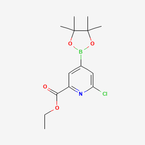 molecular formula C14H19BClNO4 B1420525 6-氯-4-(4,4,5,5-四甲基-1,3,2-二氧杂硼环丁烷-2-基)吡啶-2-甲酸乙酯 CAS No. 741709-70-6