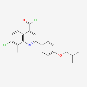 molecular formula C21H19Cl2NO2 B1420657 7-Chloro-2-(4-isobutoxyphenyl)-8-methylquinoline-4-carbonyl chloride CAS No. 1160255-92-4