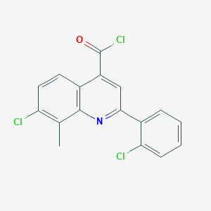 molecular formula C17H10Cl3NO B1420676 7-Chloro-2-(2-chlorophenyl)-8-methylquinoline-4-carbonyl chloride CAS No. 1160263-60-4