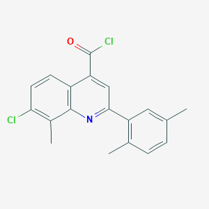 molecular formula C19H15Cl2NO B1420677 7-Chloro-2-(2,5-dimethylphenyl)-8-methylquinoline-4-carbonyl chloride CAS No. 1160256-44-9