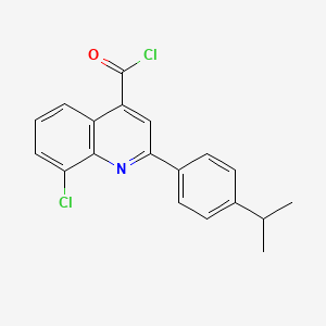 molecular formula C19H15Cl2NO B1420678 8-Chloro-2-(4-isopropylphenyl)quinoline-4-carbonyl chloride CAS No. 1160256-10-9