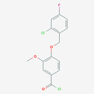 molecular formula C15H11Cl2FO3 B1420683 4-[(2-Chloro-4-fluorobenzyl)oxy]-3-methoxybenzoyl chloride CAS No. 1160250-56-5