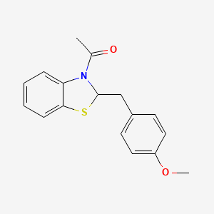 molecular formula C17H17NO2S B14207011 1-{2-[(4-Methoxyphenyl)methyl]-1,3-benzothiazol-3(2H)-yl}ethan-1-one CAS No. 823801-92-9