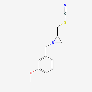 molecular formula C12H14N2OS B14207022 Thiocyanic acid, [1-[(3-methoxyphenyl)methyl]-2-aziridinyl]methyl ester CAS No. 832724-80-8