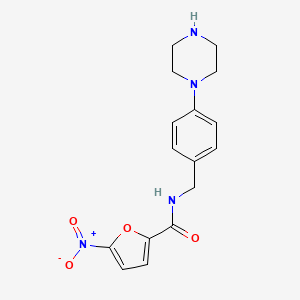 molecular formula C16H18N4O4 B14207285 2-Furancarboxamide, 5-nitro-N-[[4-(1-piperazinyl)phenyl]methyl]- CAS No. 831203-80-6