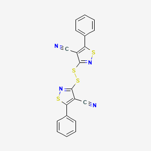 molecular formula C20H10N4S4 B14207417 3,3'-Disulfanediylbis(5-phenyl-1,2-thiazole-4-carbonitrile) CAS No. 799279-49-5