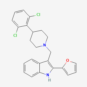 molecular formula C24H22Cl2N2O B14207474 1H-Indole, 3-[[4-(2,6-dichlorophenyl)-1-piperidinyl]methyl]-2-(2-furanyl)- CAS No. 827015-40-7