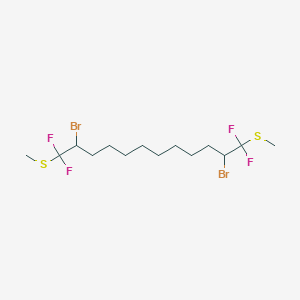 molecular formula C14H24Br2F4S2 B14207649 2,11-Dibromo-1,1,12,12-tetrafluoro-1,12-bis(methylsulfanyl)dodecane CAS No. 823813-62-3