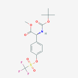 molecular formula C15H18F3NO7S B1420788 methyl (2R)-2-{[(tert-butoxy)carbonyl]amino}-2-{4-[(trifluoromethane)sulfonyloxy]phenyl}acetate CAS No. 313490-19-6