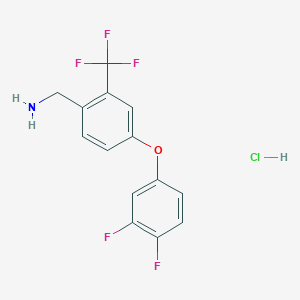 molecular formula C14H11ClF5NO B1420820 [4-(3,4-二氟苯氧基)-2-(三氟甲基)苯基]甲胺盐酸盐 CAS No. 1221725-70-7