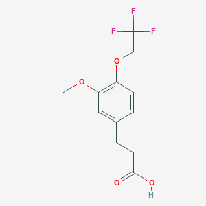 molecular formula C12H13F3O4 B1420835 3-[3-Methoxy-4-(2,2,2-trifluoroethoxy)phenyl]propanoic acid CAS No. 1235439-17-4