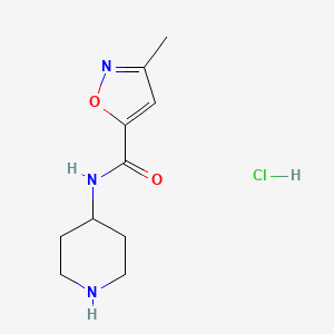 molecular formula C10H16ClN3O2 B1420849 3-methyl-N-(piperidin-4-yl)-1,2-oxazole-5-carboxamide hydrochloride CAS No. 1235440-82-0