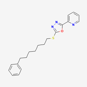 2-{5-[(7-Phenylheptyl)sulfanyl]-1,3,4-oxadiazol-2-YL}pyridine