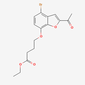 molecular formula C16H17BrO5 B14208852 Butanoic acid, 4-[(2-acetyl-4-bromo-7-benzofuranyl)oxy]-, ethyl ester CAS No. 826992-34-1