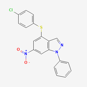 1H-Indazole, 4-[(4-chlorophenyl)thio]-6-nitro-1-phenyl-