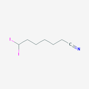 molecular formula C7H11I2N B14209376 7,7-Diiodoheptanenitrile CAS No. 823180-30-9