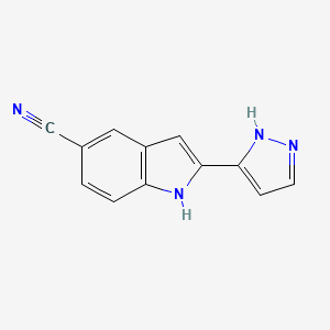 molecular formula C12H8N4 B14209408 2-(1,2-Dihydro-3H-pyrazol-3-ylidene)-2H-indole-5-carbonitrile CAS No. 827317-31-7