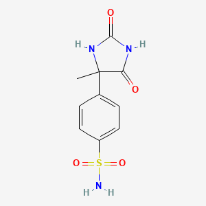 molecular formula C10H11N3O4S B1420948 4-(4-Methyl-2,5-dioxoimidazolidin-4-yl)benzene-1-sulfonamide CAS No. 1240527-24-5