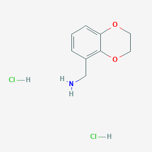 molecular formula C9H13Cl2NO2 B1420949 (2,3-Dihydrobenzo[b][1,4]dioxin-5-yl)methanamine dihydrochloride CAS No. 1240529-26-3