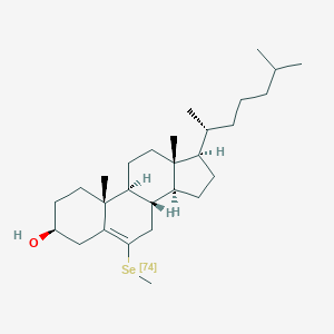 molecular formula C28H48OSe B142096 (3S,8S,9S,10R,13R,14S,17R)-10,13-Dimethyl-6-methyl(74Se)selanyl-17-[(2R)-6-methylheptan-2-yl]-2,3,4,7,8,9,11,12,14,15,16,17-dodecahydro-1H-cyclopenta[a]phenanthren-3-ol CAS No. 146883-72-9