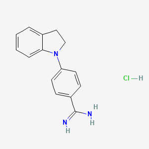 molecular formula C15H16ClN3 B1420961 4-(2,3-dihydro-1H-indol-1-yl)benzene-1-carboximidamide hydrochloride CAS No. 1235439-42-5