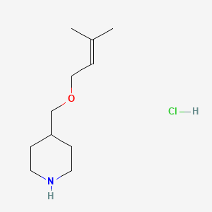 molecular formula C11H22ClNO B1421016 4-{[(3-Methyl-2-butenyl)oxy]methyl}piperidine hydrochloride CAS No. 1185178-18-0