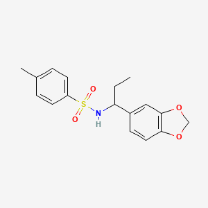 molecular formula C17H19NO4S B14210317 Benzenesulfonamide, N-[1-(1,3-benzodioxol-5-yl)propyl]-4-methyl- CAS No. 652155-31-2