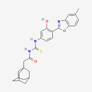 N-{[4-(5-Methyl-1,3-benzoxazol-2(3H)-ylidene)-3-oxocyclohexa-1,5-dien-1-yl]carbamothioyl}-2-(tricyclo[3.3.1.1~3,7~]decan-1-yl)acetamide