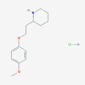 molecular formula C14H22ClNO2 B1421098 4-甲氧基苯基 2-(2-哌啶基)乙基醚盐酸盐 CAS No. 72834-32-3