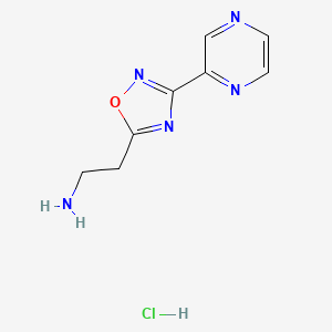 molecular formula C8H10ClN5O B1421119 [2-(3-吡嗪-2-基-1,2,4-恶二唑-5-基)乙基]-胺盐酸盐 CAS No. 1185298-52-5