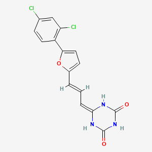 molecular formula C16H11Cl2N3O3 B14211364 (E)-6-(3-(5-(2,4-dichlorophenyl)furan-2-yl)allylidene)-1,3,5-triazinane-2,4-dione 