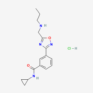 molecular formula C16H21ClN4O2 B1421141 盐酸 N-环丙基-3-{5-[(丙氨基)甲基]-1,2,4-恶二唑-3-基}苯甲酰胺 CAS No. 1185299-52-8