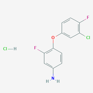 molecular formula C12H9Cl2F2NO B1421147 4-(3-氯-4-氟苯氧基)-3-氟苯胺盐酸盐 CAS No. 1185152-25-3
