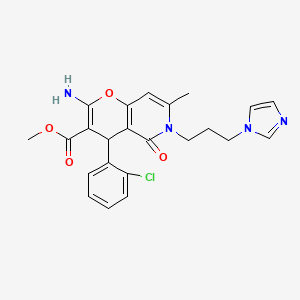 methyl 6-(3-(1H-imidazol-1-yl)propyl)-2-amino-4-(2-chlorophenyl)-7-methyl-5-oxo-5,6-dihydro-4H-pyrano[3,2-c]pyridine-3-carboxylate