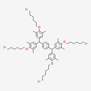 molecular formula C64H86Br4O4 B14211572 1,1',1'',1'''-(1,4-Phenylenedimethanetriyl)tetrakis{4-[(6-bromohexyl)oxy]-3,5-dimethylbenzene} CAS No. 593157-04-1