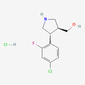 molecular formula C11H14Cl2FNO B1421170 [(3S,4R)-4-(4-氯-2-氟苯基)吡咯烷-3-基]甲醇盐酸盐 CAS No. 1217818-45-5