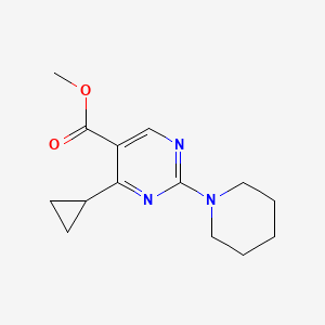 molecular formula C14H19N3O2 B1421273 Methyl 4-cyclopropyl-2-(piperidin-1-YL)pyrimidine-5-carboxylate CAS No. 1072944-55-8