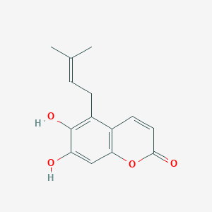 2H-1-Benzopyran-2-one, 6,7-dihydroxy-5-(3-methyl-2-butenyl)-