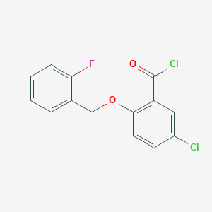 molecular formula C14H9Cl2FO2 B1421314 5-氯-2-[(2-氟苄基)氧基]苯甲酰氯 CAS No. 1160260-12-7