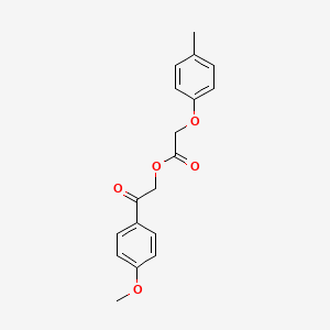 molecular formula C18H18O5 B14213196 Acetic acid, (4-methylphenoxy)-, 2-(4-methoxyphenyl)-2-oxoethyl ester CAS No. 586370-68-5