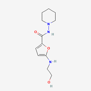 molecular formula C12H19N3O3 B14213328 5-[(2-Hydroxyethyl)amino]-N-(piperidin-1-yl)furan-2-carboxamide CAS No. 826991-35-9