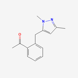 molecular formula C14H16N2O B14213386 1-{2-[(1,3-Dimethyl-1H-pyrazol-5-yl)methyl]phenyl}ethan-1-one CAS No. 622410-18-8