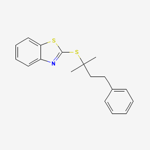 molecular formula C18H19NS2 B14213466 2-[(2-Methyl-4-phenylbutan-2-yl)sulfanyl]-1,3-benzothiazole CAS No. 820961-92-0