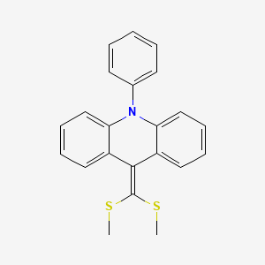 molecular formula C22H19NS2 B14213505 Acridine, 9-[bis(methylthio)methylene]-9,10-dihydro-10-phenyl- CAS No. 555152-94-8