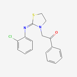 molecular formula C17H15ClN2OS B14213585 2-{(2E)-2-[(2-Chlorophenyl)imino]-1,3-thiazolidin-3-yl}-1-phenylethan-1-one CAS No. 828914-28-9