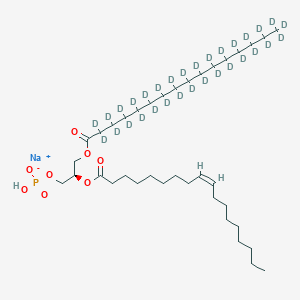 molecular formula C37H70NaO8P B1421364 钠 (2R)-3-[(~2~H_31_)十六烷酰氧基]-2-{[(9Z)-十八碳-9-烯酰]氧基}丙基氢磷酸盐 CAS No. 474943-59-4