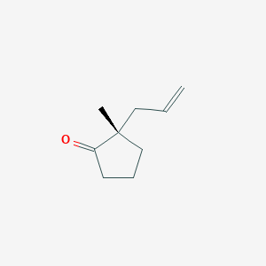 molecular formula C9H14O B14213697 Cyclopentanone, 2-methyl-2-(2-propenyl)-, (2S)- CAS No. 831170-16-2