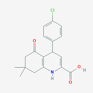 molecular formula C18H18ClNO3 B1421376 4-(4-氯苯基)-7,7-二甲基-5-氧代-1,4,5,6,7,8-六氢喹啉-2-羧酸 CAS No. 1233334-75-2